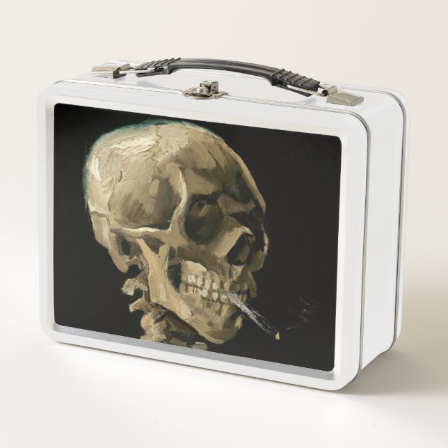 Vincent van Gogh - Skull with Burning Cigarette Metal Lunch Box (Front)