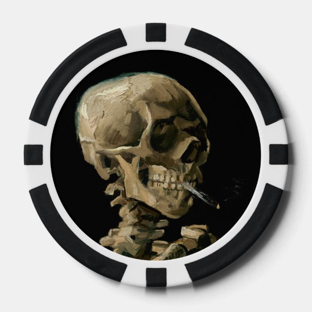 Vincent van Gogh - Skull with Burning Cigarette Poker Chips (Front)