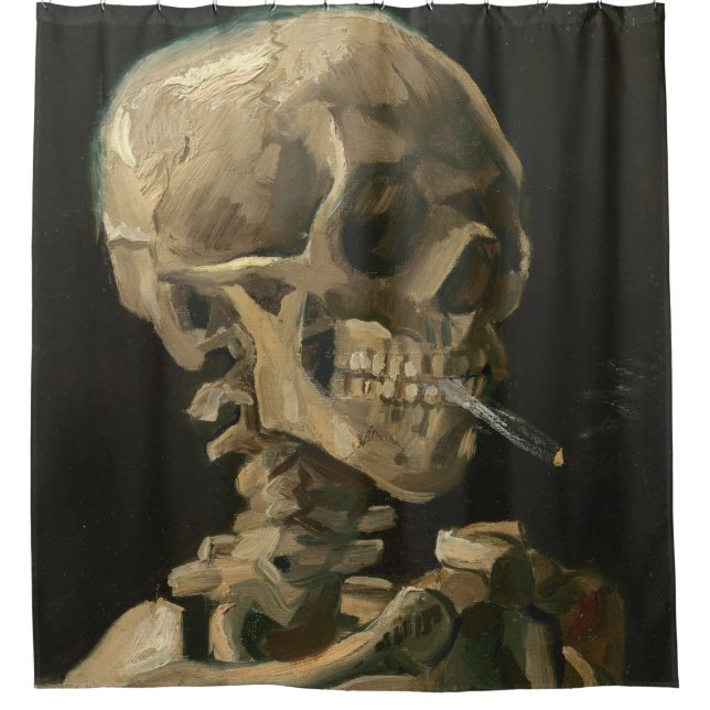 Vincent Van Gogh - Skull with Burning Cigarette Shower Curtain (Front)