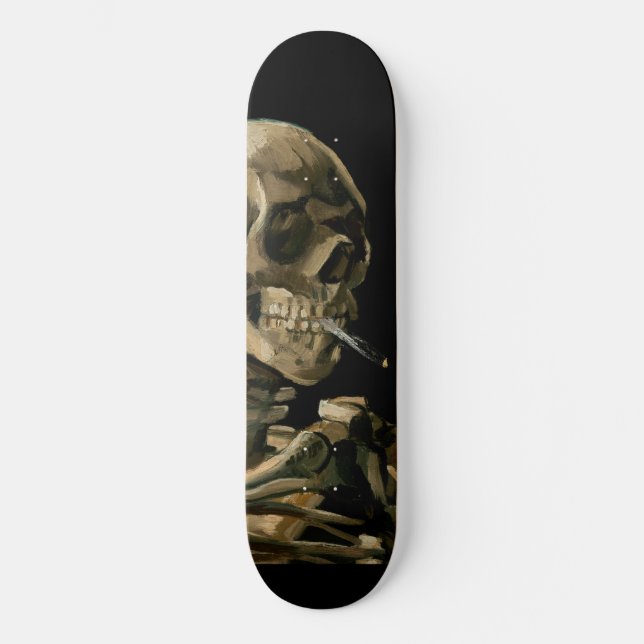 Vincent van Gogh - Skull with Burning Cigarette Skateboard (Front)