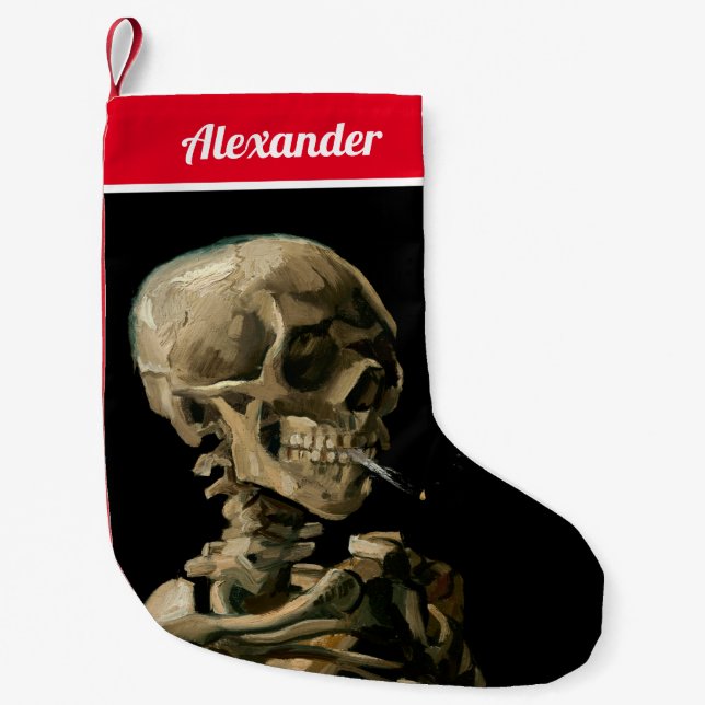 Vincent van Gogh - Skull with Burning Cigarette Small Christmas Stocking (Front)