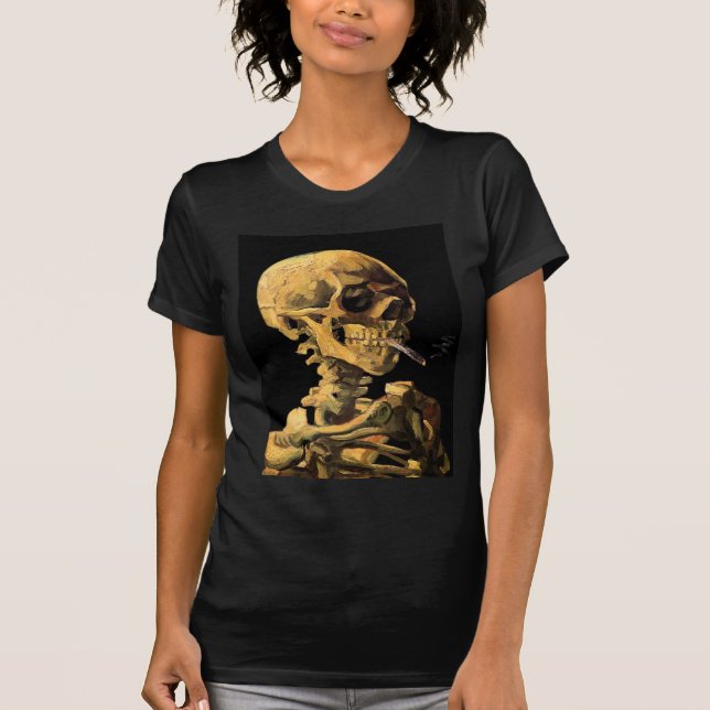 Vincent Van Gogh - Skull With Burning Cigarette T-Shirt (Front)