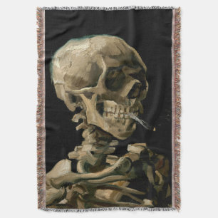 Vincent van Gogh - Skull with Burning Cigarette Throw Blanket