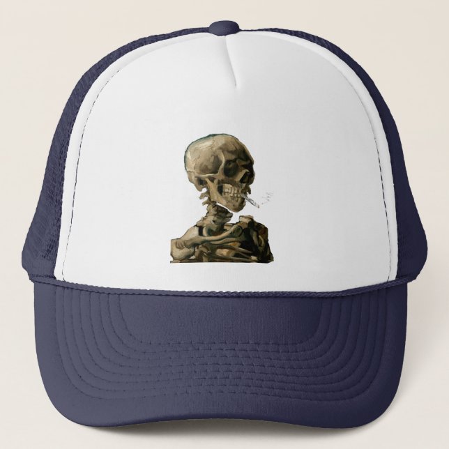 Vincent van Gogh - Skull with Burning Cigarette Trucker Hat (Front)