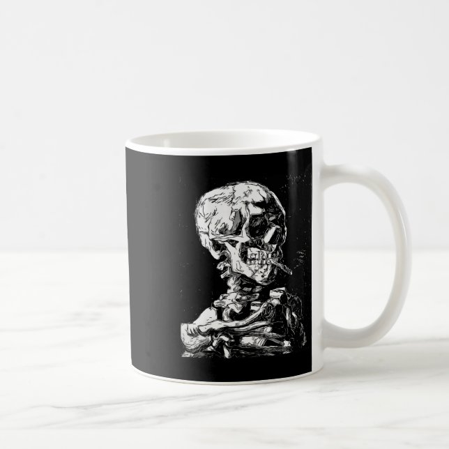 Vincent Van Gogh Skull With Cigarette Skeleton Hal Coffee Mug (Right)