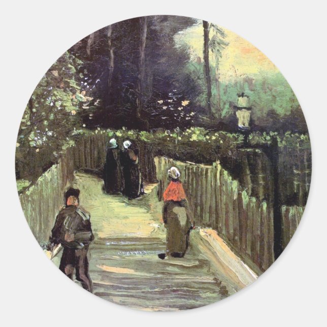 Vincent Van Gogh - Sloping Path In Montmartre Classic Round Sticker (Front)