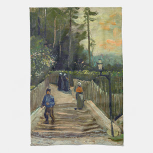 Vincent van Gogh - Sloping Path in Montmartre Tea Towel