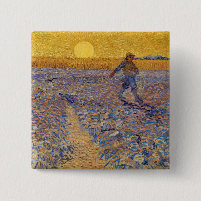 Vincent van Gogh - Sower with Setting Sun 15 Cm Square Badge (Front)