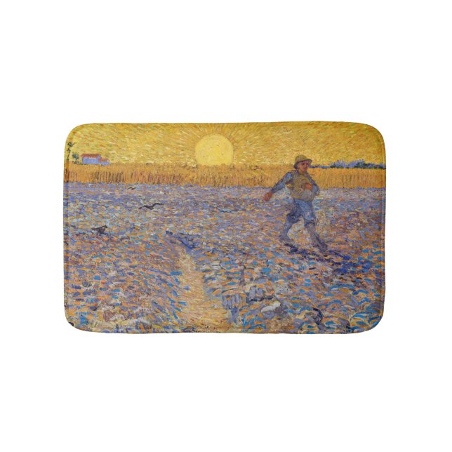 Vincent van Gogh - Sower with Setting Sun Bath Mat (Front)