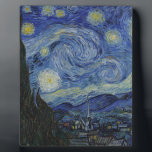 Vincent Van Gogh - Starry Night. Art Painting Plaque<br><div class="desc">Vincent Van Gogh - Starry Night painting.
Classic artwork from one of the worlds most famous painters.
Beautiful colors and swirls!</div>