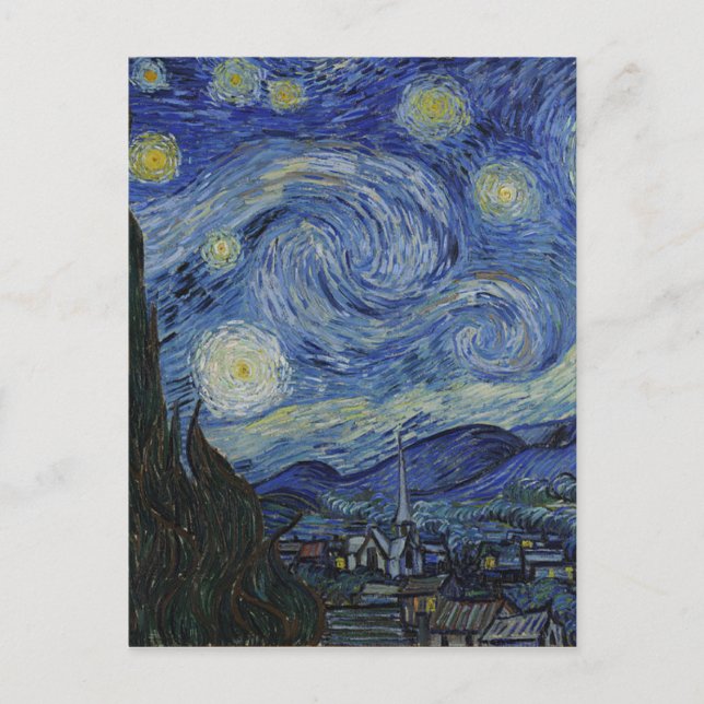Vincent Van Gogh - Starry Night. Art Painting Postcard (Front)