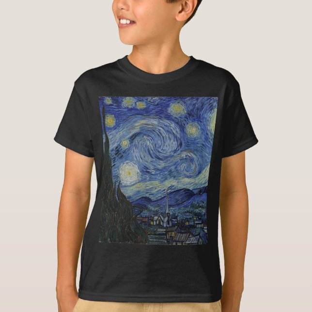 Vincent Van Gogh - Starry Night. Art Painting T-Shirt (Front)