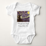 Vincent van Gogh - Starry Night Baby Bodysuit<br><div class="desc">Starry Night (1889) by Vincent van Gogh is a vintage post impressionism fine art landscape nature painting. A view of a city in a valley at night with the clouds swirling, the stars shining and a beautiful golden yellow crescent moon. It was painted during the day from memory and is...</div>