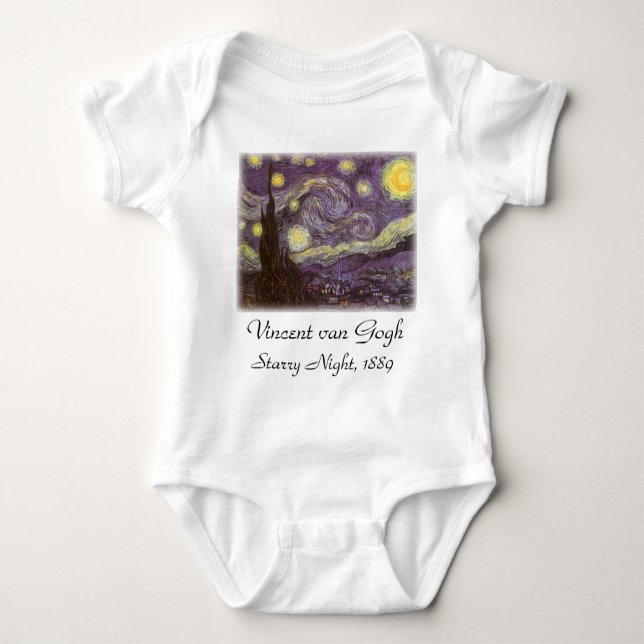 Vincent van Gogh - Starry Night Baby Bodysuit (Front)
