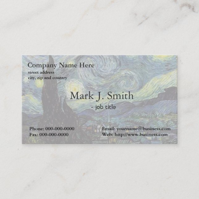 Vincent van Gogh, Starry Night Business Card (Front)