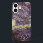 Vincent van Gogh - Starry Night iPhone 16 Case<br><div class="desc">Starry Night (1889) by Vincent van Gogh is a vintage post impressionism fine art landscape nature painting. A view of a city in a valley at night with the clouds swirling, the stars shining and a beautiful golden yellow crescent moon. It was painted during the day from memory and is...</div>