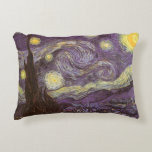 Vincent van Gogh - Starry Night Decorative Cushion<br><div class="desc">Starry Night (1889) by Vincent van Gogh is a vintage post impressionism fine art landscape nature painting. A view of a city in a valley at night with the clouds swirling, the stars shining and a beautiful golden yellow crescent moon. It was painted during the day from memory and is...</div>