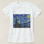 Vincent van Gogh Starry Night GalleryHD Fine Art T-Shirt<br><div class="desc">Vincent van Gogh. Starry Night. c. 1889. Oil on canvas. Fine art original masterpiece painting by famous Dutch Post-Impressionist artist Vincent van Gogh.</div>