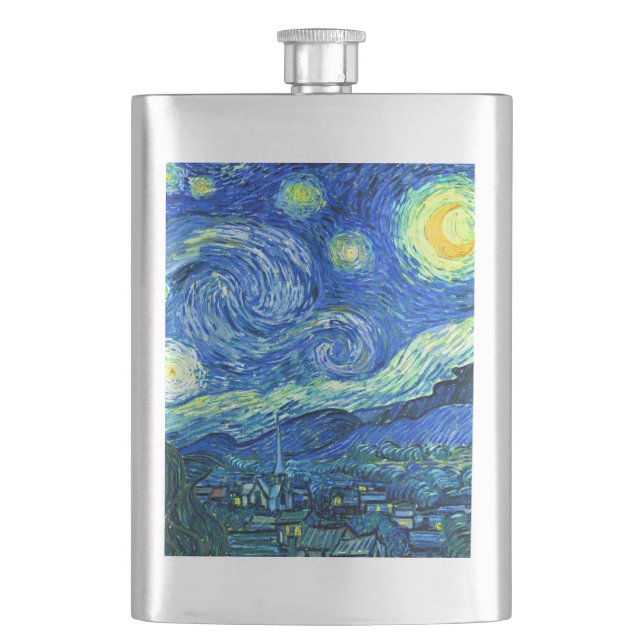 vincent van gogh starry night hip flask (Front)