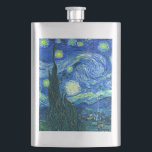 vincent van gogh starry night hip flask<br><div class="desc">Van Gogh's famous painting,  "The Starry Night." Painted during his stay at the Saint Remy asylum in the 1880's,  van Gogh depicted the rolling hills and cypress trees he saw from his window.  Digitally enhanced by PixDezines.  Copyright © 2008-2016 PixDezines.com™ and PixDezines™ on zazzle.com. All rights reserved.</div>