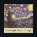 Vincent van Gogh - Starry Night Magnet<br><div class="desc">Starry Night (1889) by Vincent van Gogh is a vintage post impressionism fine art landscape nature painting. A view of a city in a valley at night with the clouds swirling, the stars shining and a beautiful golden yellow crescent moon. It was painted during the day from memory and is...</div>