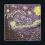 Vincent van Gogh - Starry Night Magnet<br><div class="desc">Starry Night (1889) by Vincent van Gogh is a vintage post impressionism fine art landscape nature painting. A view of a city in a valley at night with the clouds swirling, the stars shining and a beautiful golden yellow crescent moon. It was painted during the day from memory and is...</div>