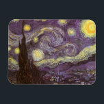 Vincent van Gogh - Starry Night Magnet<br><div class="desc">Starry Night (1889) by Vincent van Gogh is a vintage post impressionism fine art landscape nature painting. A view of a city in a valley at night with the clouds swirling, the stars shining and a beautiful golden yellow crescent moon. It was painted during the day from memory and is...</div>