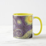 Vincent van Gogh - Starry Night Mug<br><div class="desc">Starry Night (1889) by Vincent van Gogh is a vintage post impressionism fine art landscape nature painting. A view of a city in a valley at night with the clouds swirling, the stars shining and a beautiful golden yellow crescent moon. It was painted during the day from memory and is...</div>
