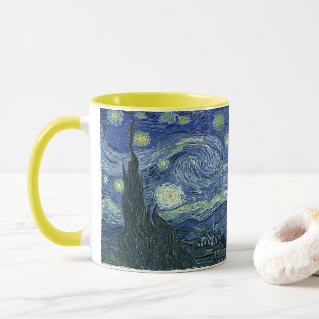 Vincent Van Gogh - Starry night Mug (With Donut)