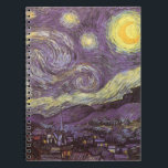 Vincent van Gogh - Starry Night Notebook<br><div class="desc">Starry Night (1889) by Vincent van Gogh is a vintage post impressionism fine art landscape nature painting. A view of a city in a valley at night with the clouds swirling, the stars shining and a beautiful golden yellow crescent moon. It was painted during the day from memory and is...</div>