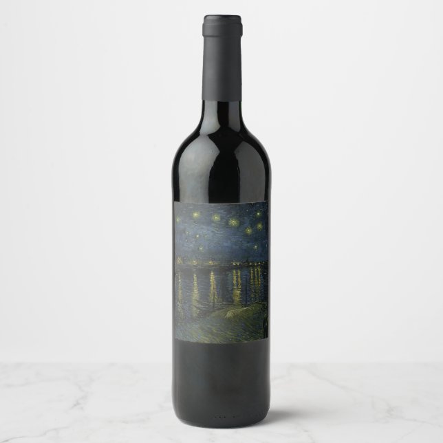 Vincent van Gogh - Starry Night on the Rhone Wine Label (Front)