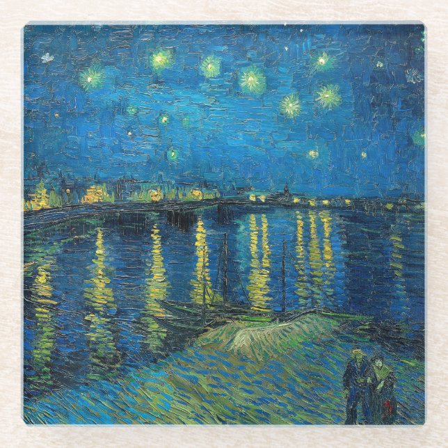 Vincent Van Gogh Starry Night Over the Rhone Glass Coaster (Front)