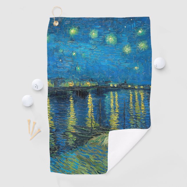 Vincent Van Gogh Starry Night Over the Rhone Golf Towel (InSitu)