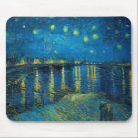 Vincent Van Gogh Starry Night Over the Rhone Mouse Pad<br><div class="desc">Van Gogh Masterpiece Starry Night - A painting by Vincent Van Gogh,  Starry Night Over the Rhone,  shows a night filled with stars,  and a bridge. Painted in Arles France at night time,  painted in 1888.</div>