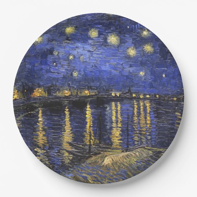 Vincent Van Gogh Starry Night Over The Rhone Paper Plate (Front)