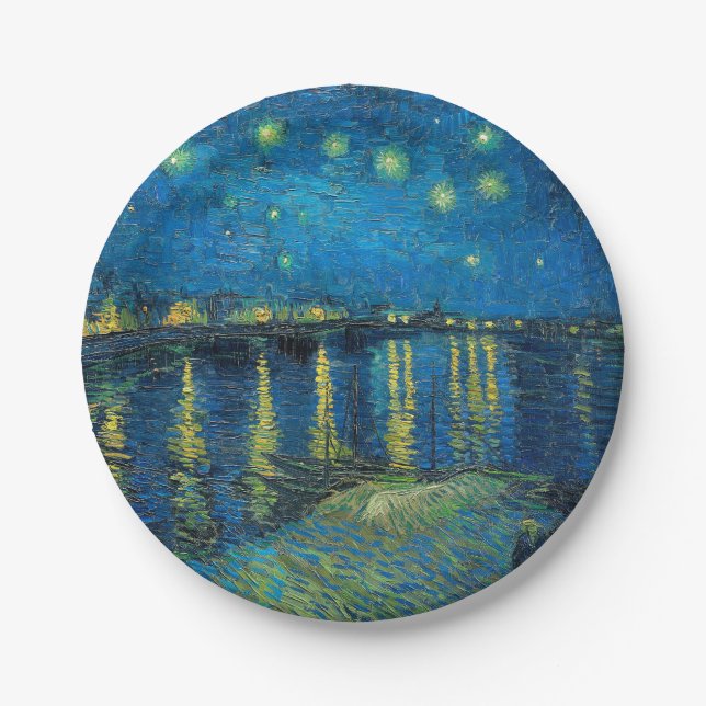 Vincent Van Gogh Starry Night Over the Rhone Paper Plate (Front)