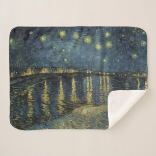 Vincent van Gogh Starry Night Over the Rhone Sherpa Blanket