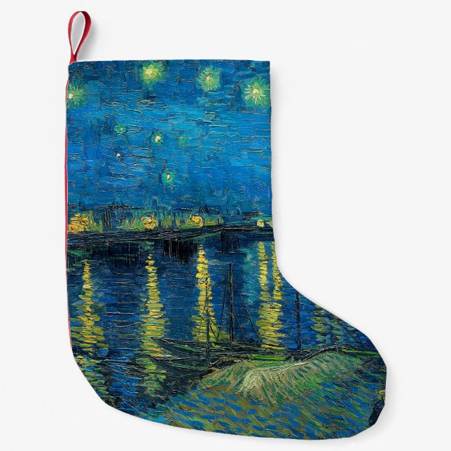 Vincent Van Gogh Starry Night Over the Rhone Small Christmas Stocking (Front)