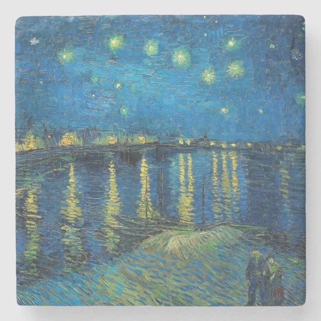 Vincent Van Gogh Starry Night Over the Rhone Stone Coaster (Front)