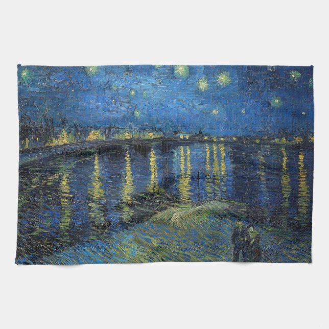 Vincent van Gogh - Starry Night Over the Rhone Tea Towel (Horizontal)