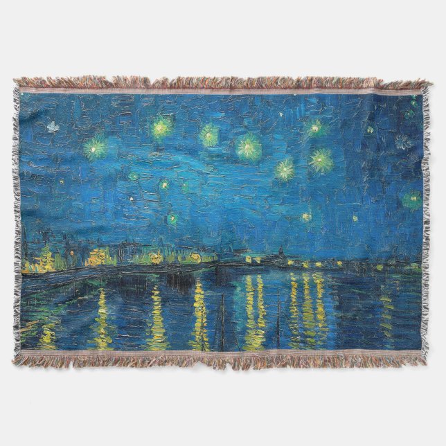 Vincent Van Gogh Starry Night Over the Rhone Throw Blanket (Front)