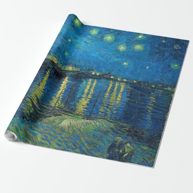 Vincent Van Gogh Starry Night Over the Rhone Wrapping Paper (Unrolled)