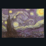 Vincent van Gogh - Starry Night Placemat<br><div class="desc">Starry Night (1889) by Vincent van Gogh is a vintage post impressionism fine art landscape nature painting. A view of a city in a valley at night with the clouds swirling, the stars shining and a beautiful golden yellow crescent moon. It was painted during the day from memory and is...</div>