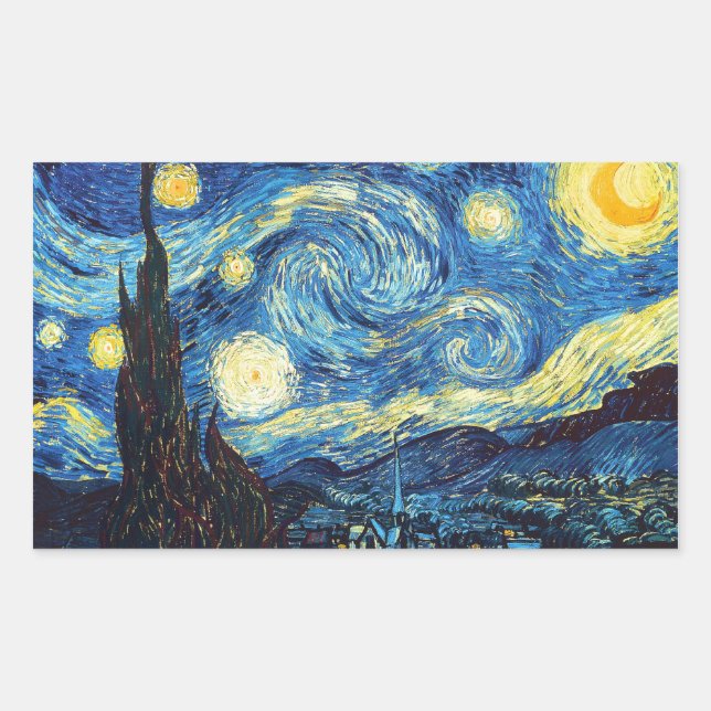 Vincent Van Gogh - Starry Night Rectangular Sticker (Front)