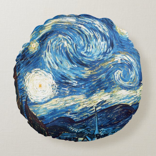 Vincent van Gogh, Starry Night Round Cushion (Front)