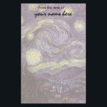 Vincent van Gogh - Starry Night Stationery<br><div class="desc">Starry Night (1889) by Vincent van Gogh is a vintage post impressionism fine art landscape nature painting. A view of a city in a valley at night with the clouds swirling, the stars shining and a beautiful golden yellow crescent moon. It was painted during the day from memory and is...</div>