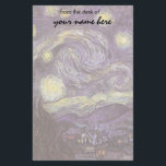 Vincent van Gogh - Starry Night Stationery<br><div class="desc">Starry Night (1889) by Vincent van Gogh is a vintage post impressionism fine art landscape nature painting. A view of a city in a valley at night with the clouds swirling, the stars shining and a beautiful golden yellow crescent moon. It was painted during the day from memory and is...</div>