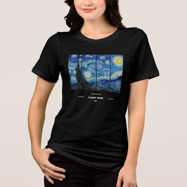 Vincent Van Gogh Starry Night T-Shirt Tri-Blend Shirt (Front)