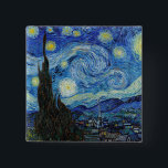 Vincent Van Gogh Starry Night Vintage Fine Art 15 Cm Square Badge<br><div class="desc">Vincent Van Gogh Starry Night Vintage Fine Art Button</div>