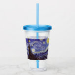 Vincent Van Gogh Starry Night Vintage Fine Art Acrylic Tumbler<br><div class="desc">Vincent van Gogh Starry Night Fine Art Painting Starry Night is a painting by Dutch post-impressionist artist Vincent van Gogh. The blue night sky is filled with swirling clouds, stars, and a bright crescent moon. The Starry Night is the only nocturne in the series of views from his bedroom window....</div>